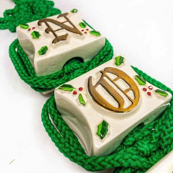 VTG Holiday Noel Porcelain Macrame Bell Door Hanging 1979 O’Henry - Picture 3 of 11